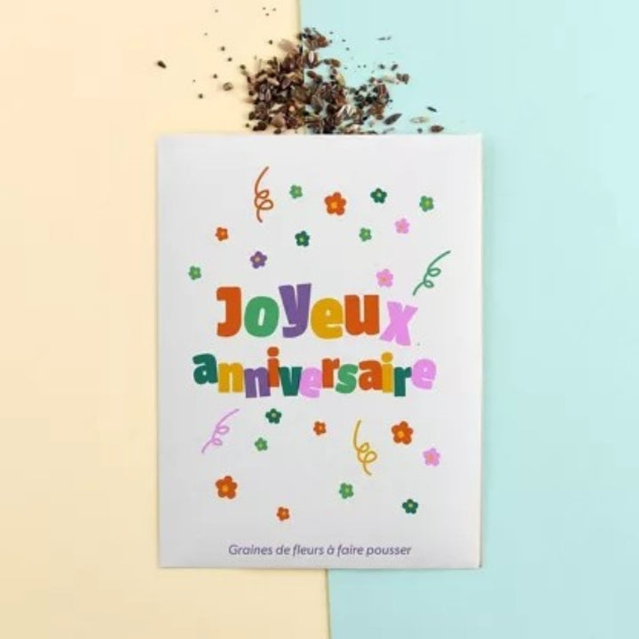 Sachet message Joyeux Anniversaire avec graines à planter