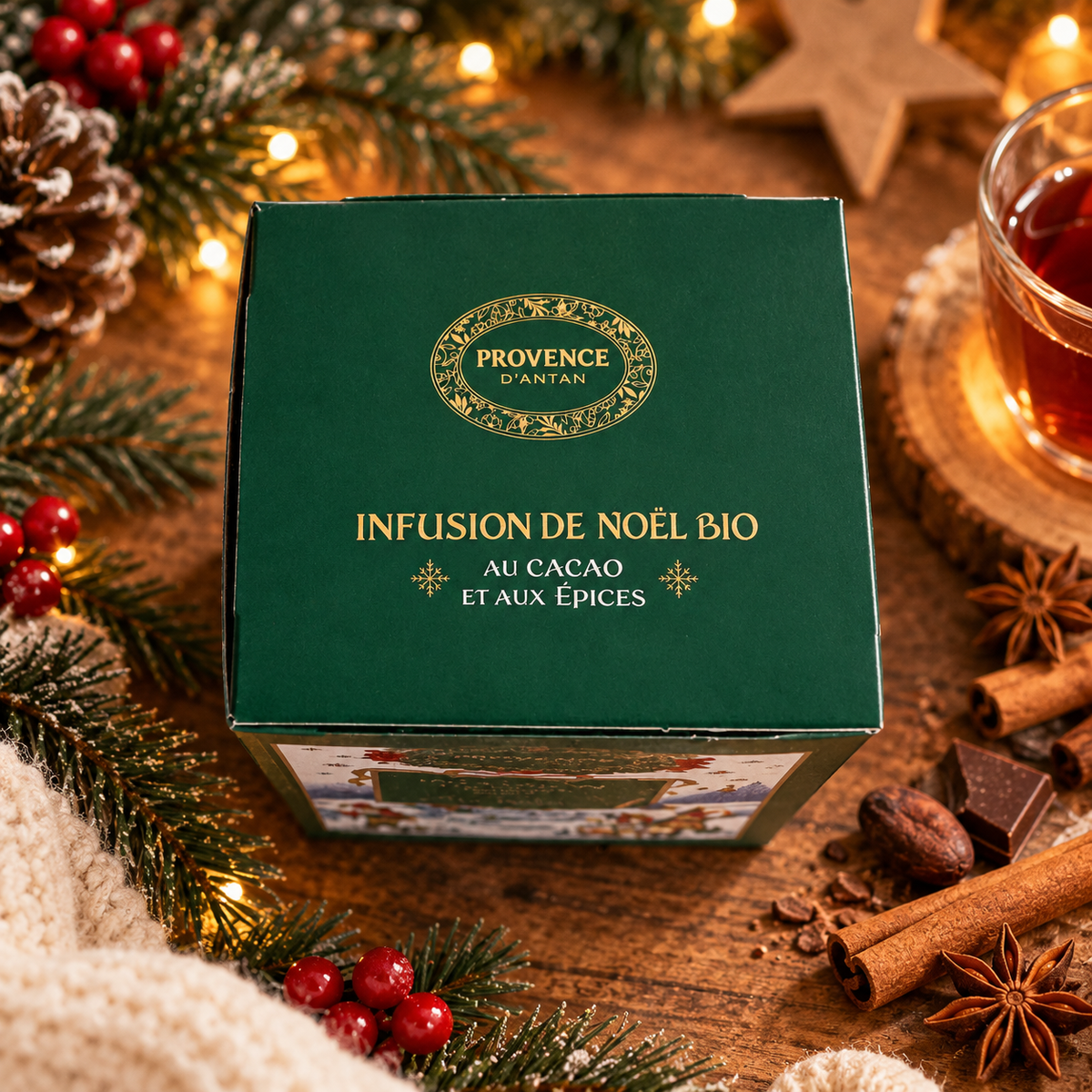 Infusion festive de Noël au cacao et aux épices