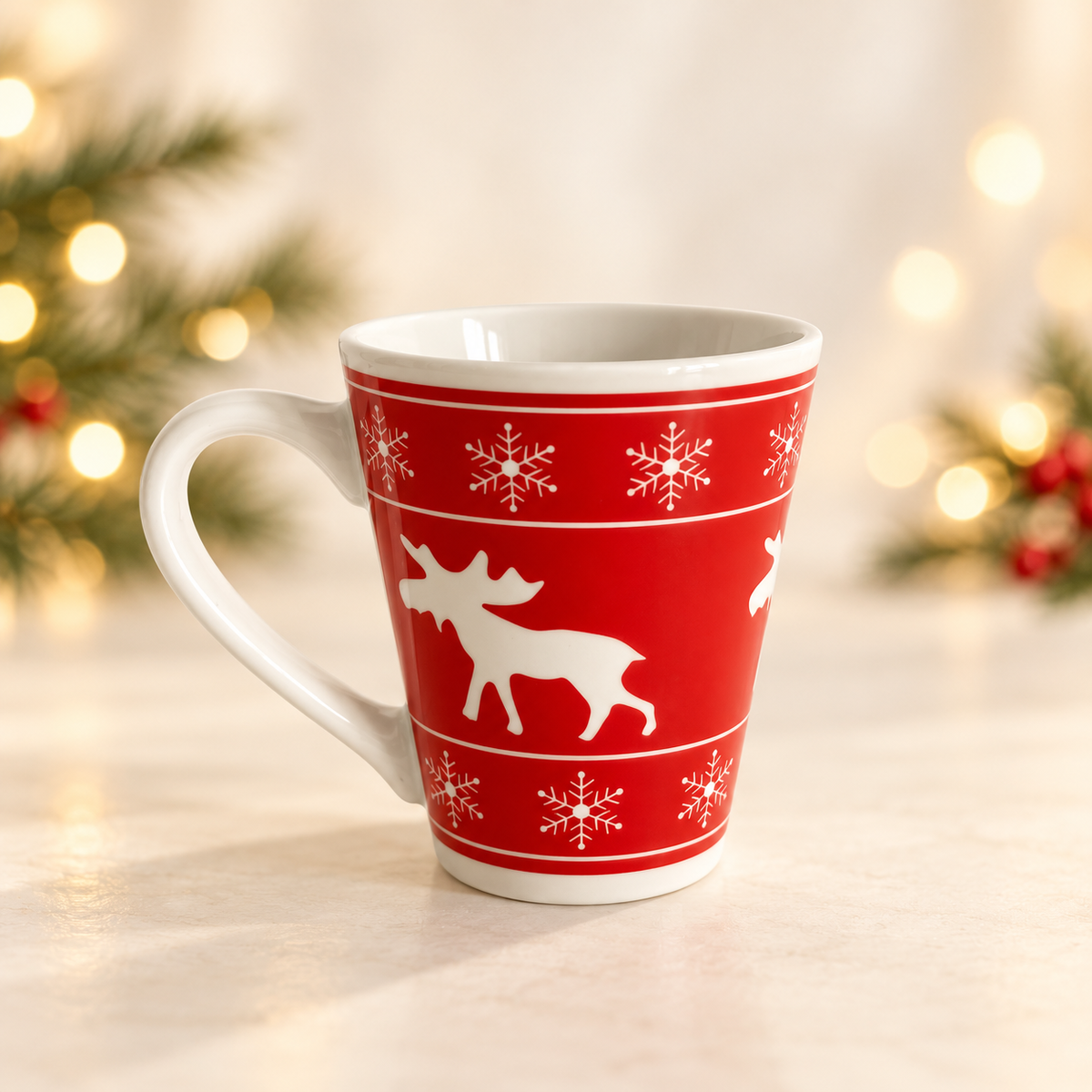 Mug de Noël Grand élan blanc