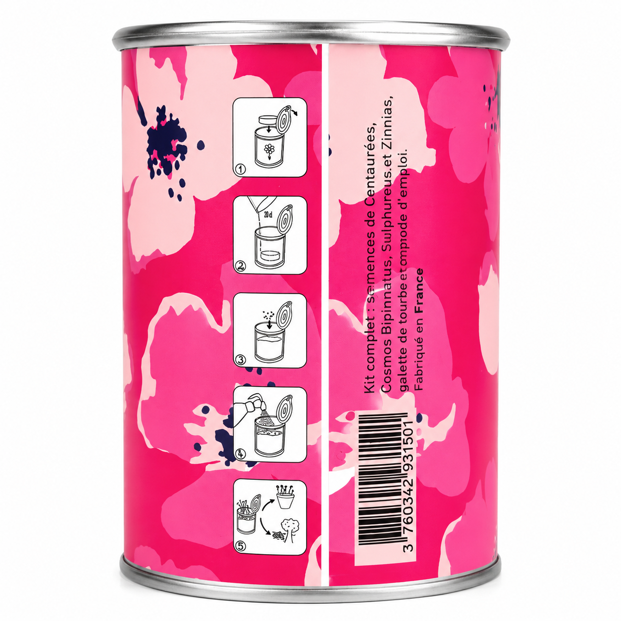 Kit fleurs à semer pour maman boîte métal recyclable
