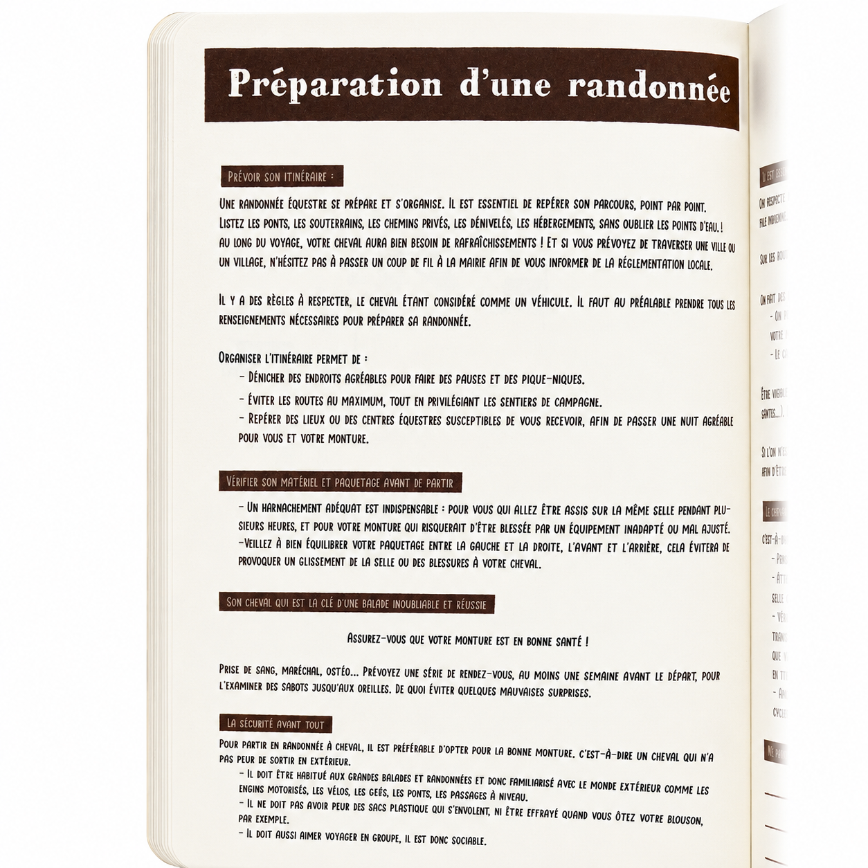Détail du carnet d’aventure équestre pour noter ses souvenirs à cheval