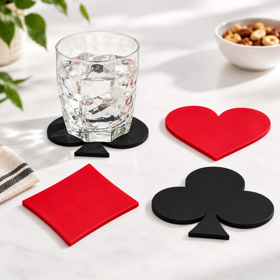 Lot de 4 sous-verres rouges et noirs en plastique