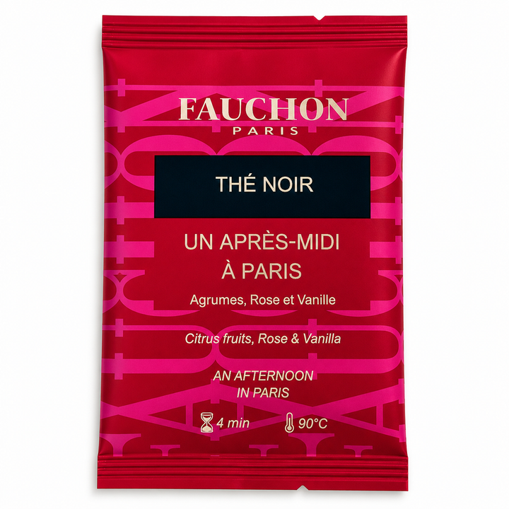 Sachet de thé noir Un après-midi à Paris aux agrumes, à la rose et à la vanille